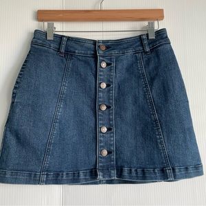 Idyllwind Blue Denim Mini Skirt button front western style size medium